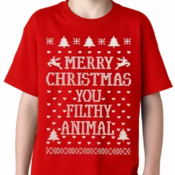Bewild Holiday Prints Merry Christmas You Filthy Animal Kids T-Shirt