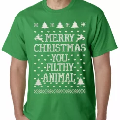 Bewild Holiday Prints Merry Christmas You Filthy Animal Mens T-shirt