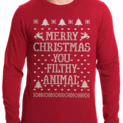 Bewild Holiday Prints Merry Christmas You Filthy Animal THERMAL Shirt