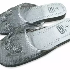 Bewild Mesh Chinese Slippers For Weddings And Casual Wear (Silver)