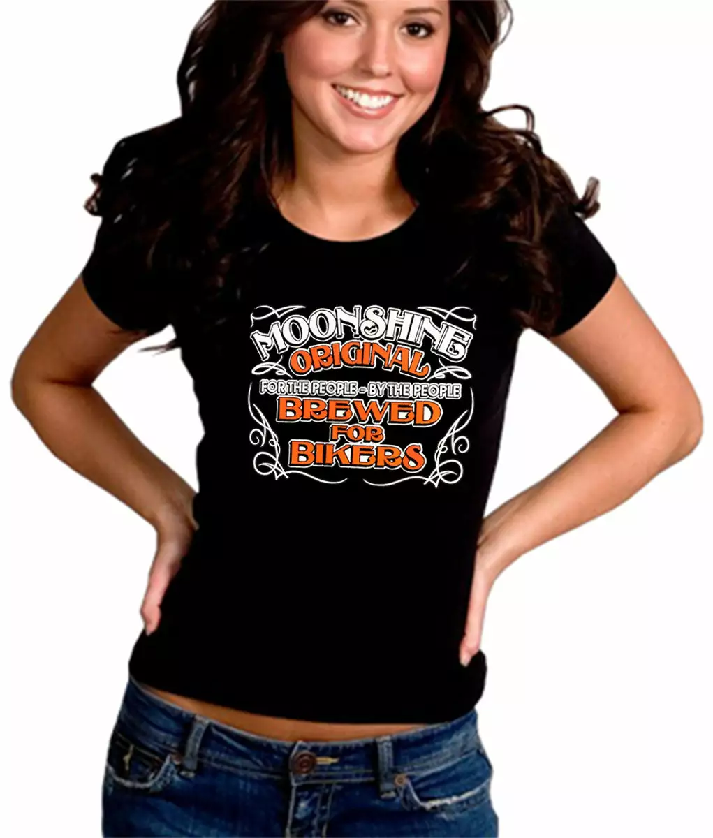 Bewild Biker Style Moonshine Brewed For Bikers Girl's T-Shirt 4 Bewild Biker Style Moonshine Brewed For Bikers Girl's T-Shirt