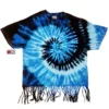 Bewild Multi Blue Tie Dye Fringe Kids T-shirt Tie Dye Tops