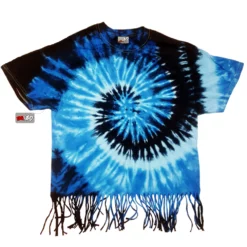 Bewild Multi Blue Tie Dye Fringe Kids T-shirt Tie Dye Tops