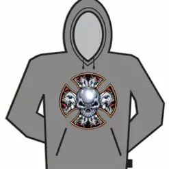 Bewild Biker Style Multi Skull Cross Hoodie