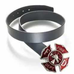 Bewild Belt Buckles Official Fire Dept. Belt Buckle With FREE Leather Belt