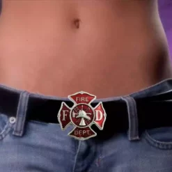 Bewild Belt Buckles Official Fire Dept. Belt Buckle With FREE Leather Belt