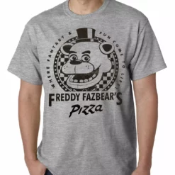 Bewild Official Five Nights At Freddy's Fazbears Pizza Mens T-Shirt (Heather Grey)