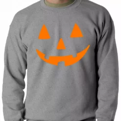 Bewild Halloween Sweatshirt - Orange Jack O' Lantern Adult Crewneck Halloween Prints