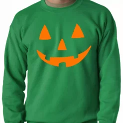 Bewild Halloween Sweatshirt - Orange Jack O' Lantern Adult Crewneck Halloween Prints