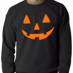 Bewild Halloween Sweatshirt - Orange Jack O' Lantern Adult Crewneck Halloween Prints