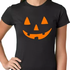 Bewild Halloween Tshirt - Orange Jack O' Lantern Womens T-shirt