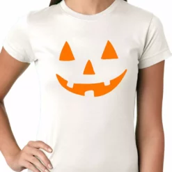 Bewild Halloween Tshirt - Orange Jack O' Lantern Womens T-shirt
