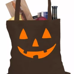 Bewild Halloween Prints Orange Jack O' Lantern Tote Bag