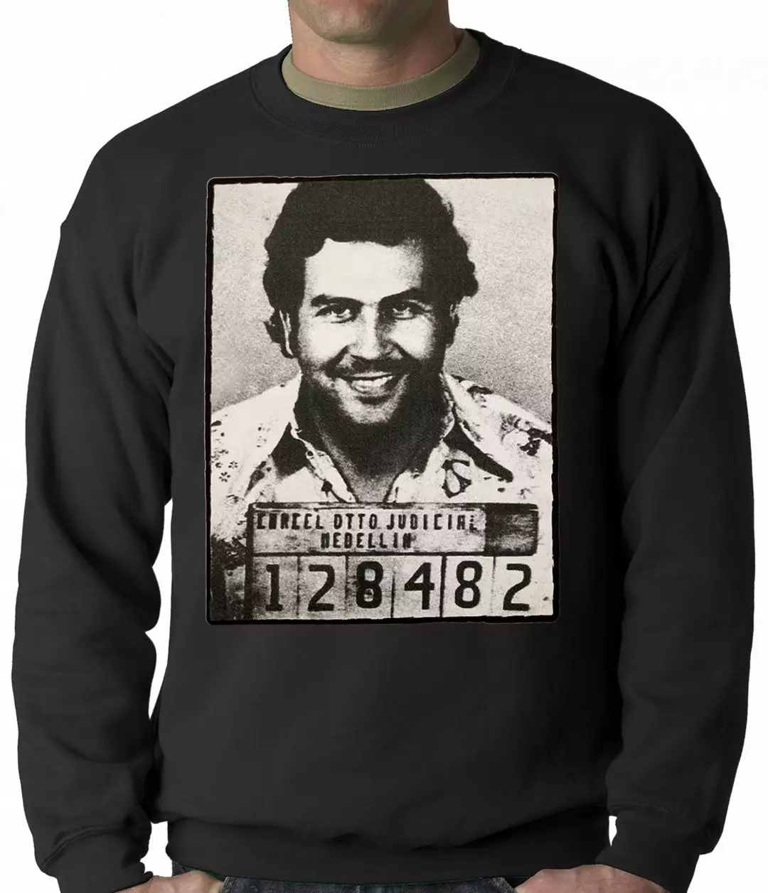 Bewild Cool Funny & Offensive Pablo Escobar Smiling Mug Shot Adult Crewneck 3 Bewild Cool Funny & Offensive Pablo Escobar Smiling Mug Shot Adult Crewneck
