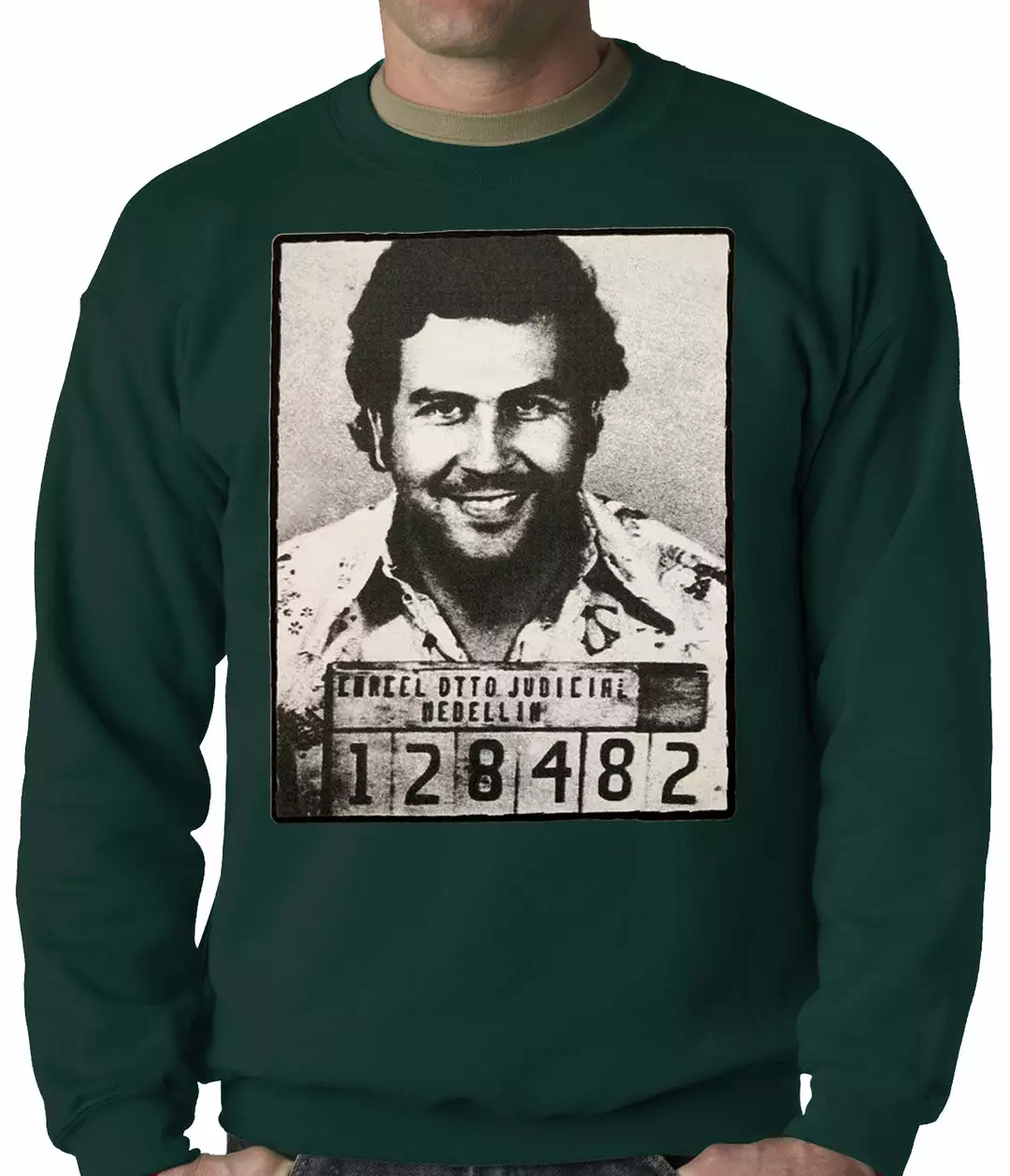 Bewild Cool Funny & Offensive Pablo Escobar Smiling Mug Shot Adult Crewneck 4 Bewild Cool Funny & Offensive Pablo Escobar Smiling Mug Shot Adult Crewneck