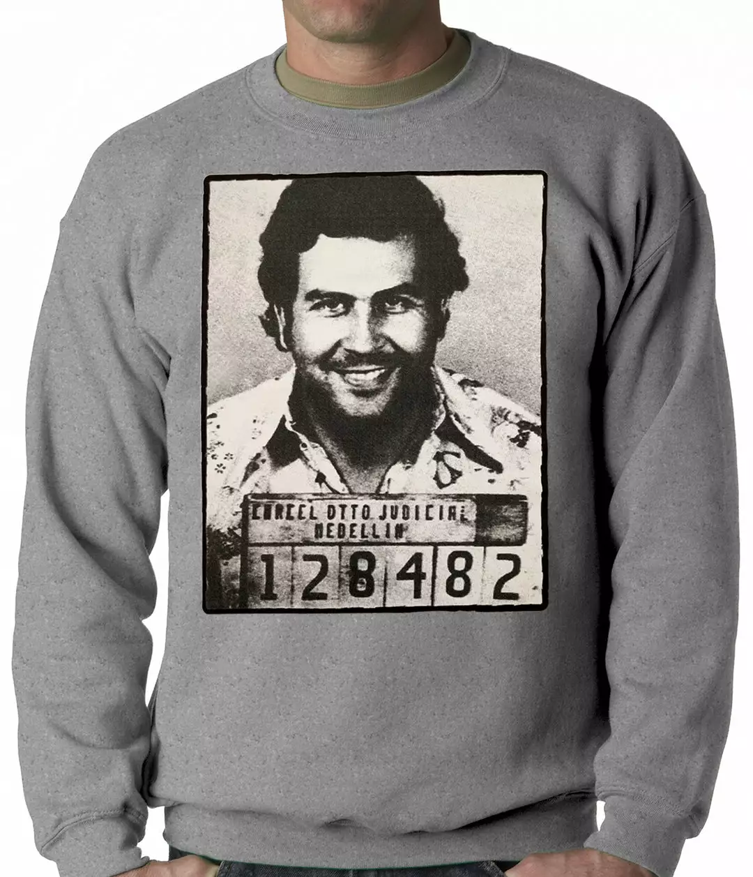 Bewild Cool Funny & Offensive Pablo Escobar Smiling Mug Shot Adult Crewneck 5 Bewild Cool Funny & Offensive Pablo Escobar Smiling Mug Shot Adult Crewneck
