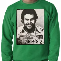 Bewild Cool Funny & Offensive Pablo Escobar Smiling Mug Shot Adult Crewneck 14 Bewild Cool Funny & Offensive Pablo Escobar Smiling Mug Shot Adult Crewneck