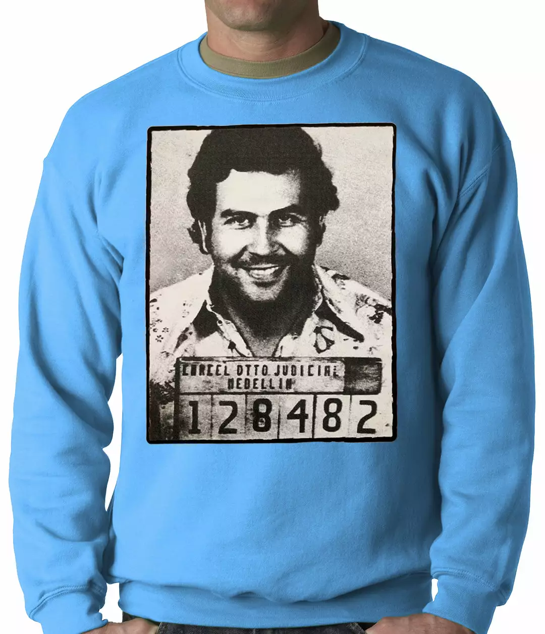 Bewild Cool Funny & Offensive Pablo Escobar Smiling Mug Shot Adult Crewneck 7 Bewild Cool Funny & Offensive Pablo Escobar Smiling Mug Shot Adult Crewneck