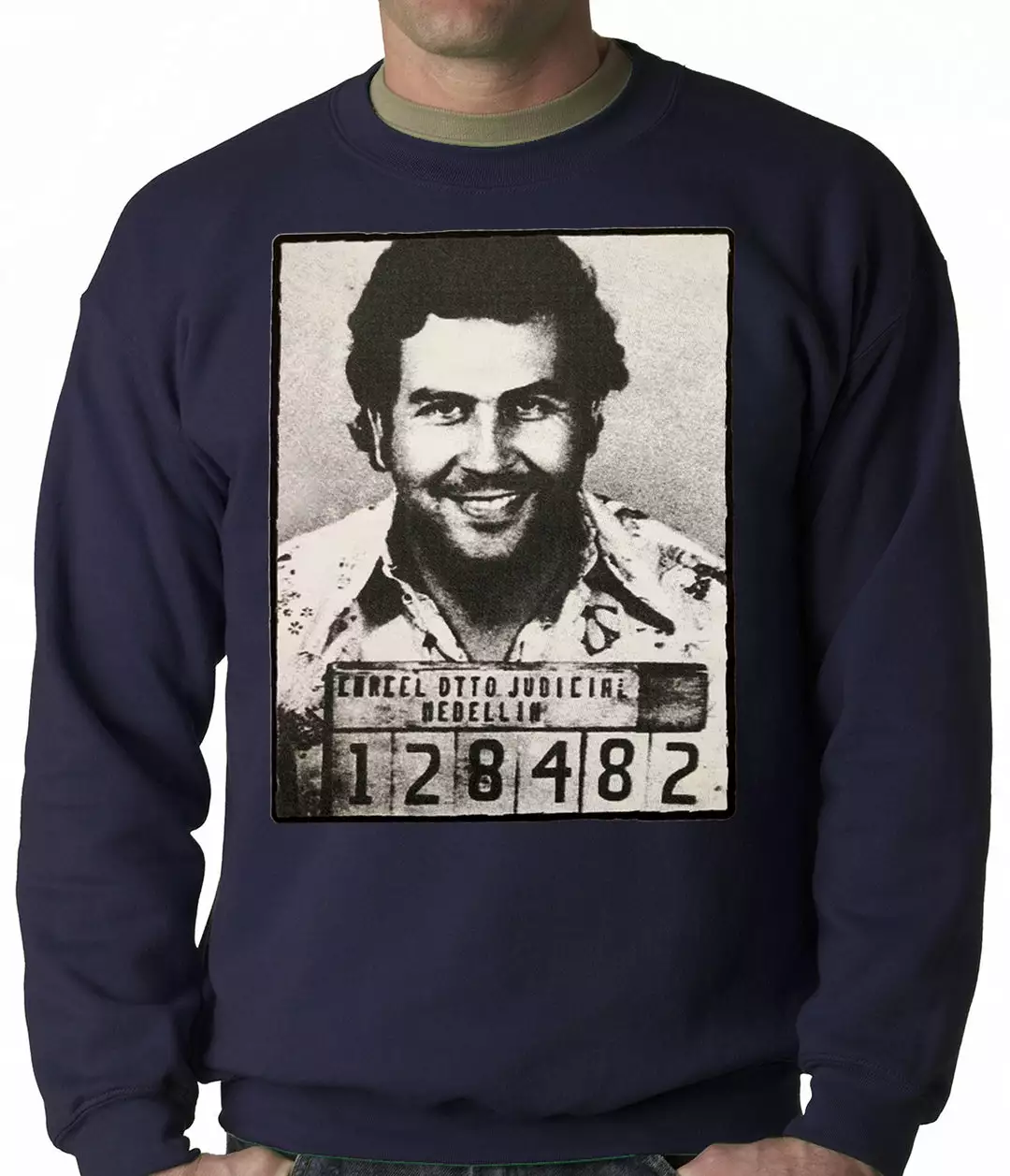 Bewild Cool Funny & Offensive Pablo Escobar Smiling Mug Shot Adult Crewneck 8 Bewild Cool Funny & Offensive Pablo Escobar Smiling Mug Shot Adult Crewneck