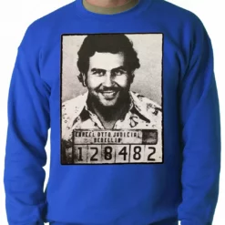 Bewild Cool Funny & Offensive Pablo Escobar Smiling Mug Shot Adult Crewneck 18 Bewild Cool Funny & Offensive Pablo Escobar Smiling Mug Shot Adult Crewneck
