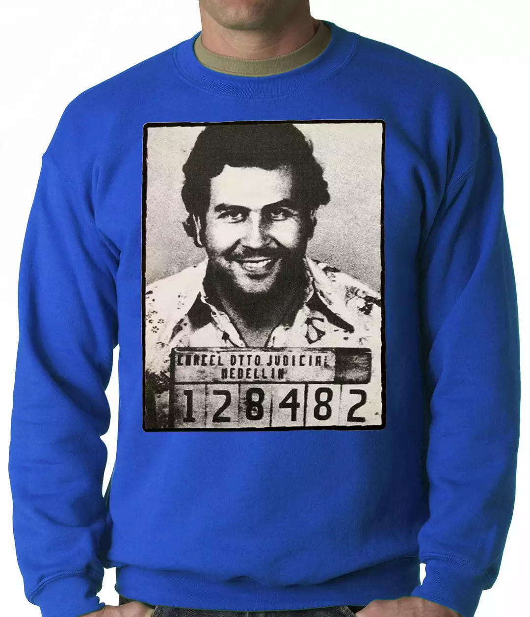 Bewild Cool Funny & Offensive Pablo Escobar Smiling Mug Shot Adult Crewneck 10 Bewild Cool Funny & Offensive Pablo Escobar Smiling Mug Shot Adult Crewneck