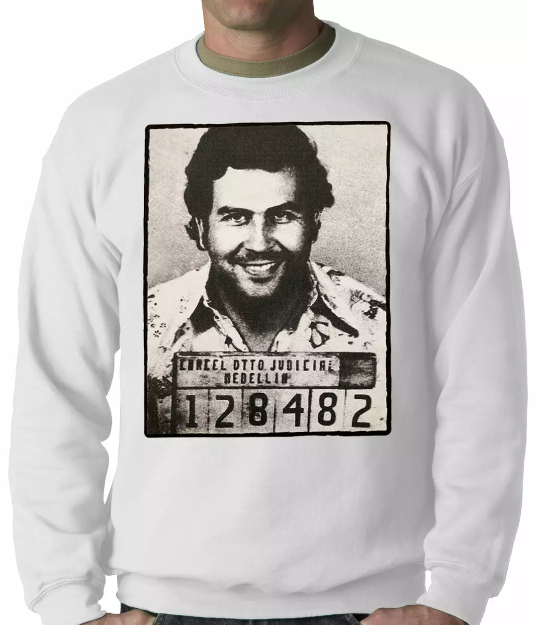 Bewild Cool Funny & Offensive Pablo Escobar Smiling Mug Shot Adult Crewneck 11 Bewild Cool Funny & Offensive Pablo Escobar Smiling Mug Shot Adult Crewneck