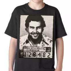 Bewild Cool Funny & Offensive Pablo Escobar Smiling Mug Shot Kids T-shirt