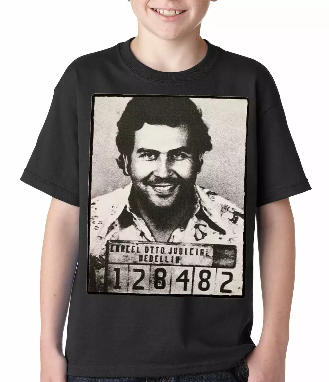 Bewild Cool Funny & Offensive Pablo Escobar Smiling Mug Shot Kids T-shirt 3 Bewild Cool Funny & Offensive Pablo Escobar Smiling Mug Shot Kids T-shirt