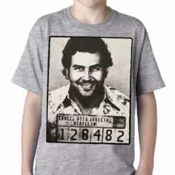 Bewild Cool Funny & Offensive Pablo Escobar Smiling Mug Shot Kids T-shirt