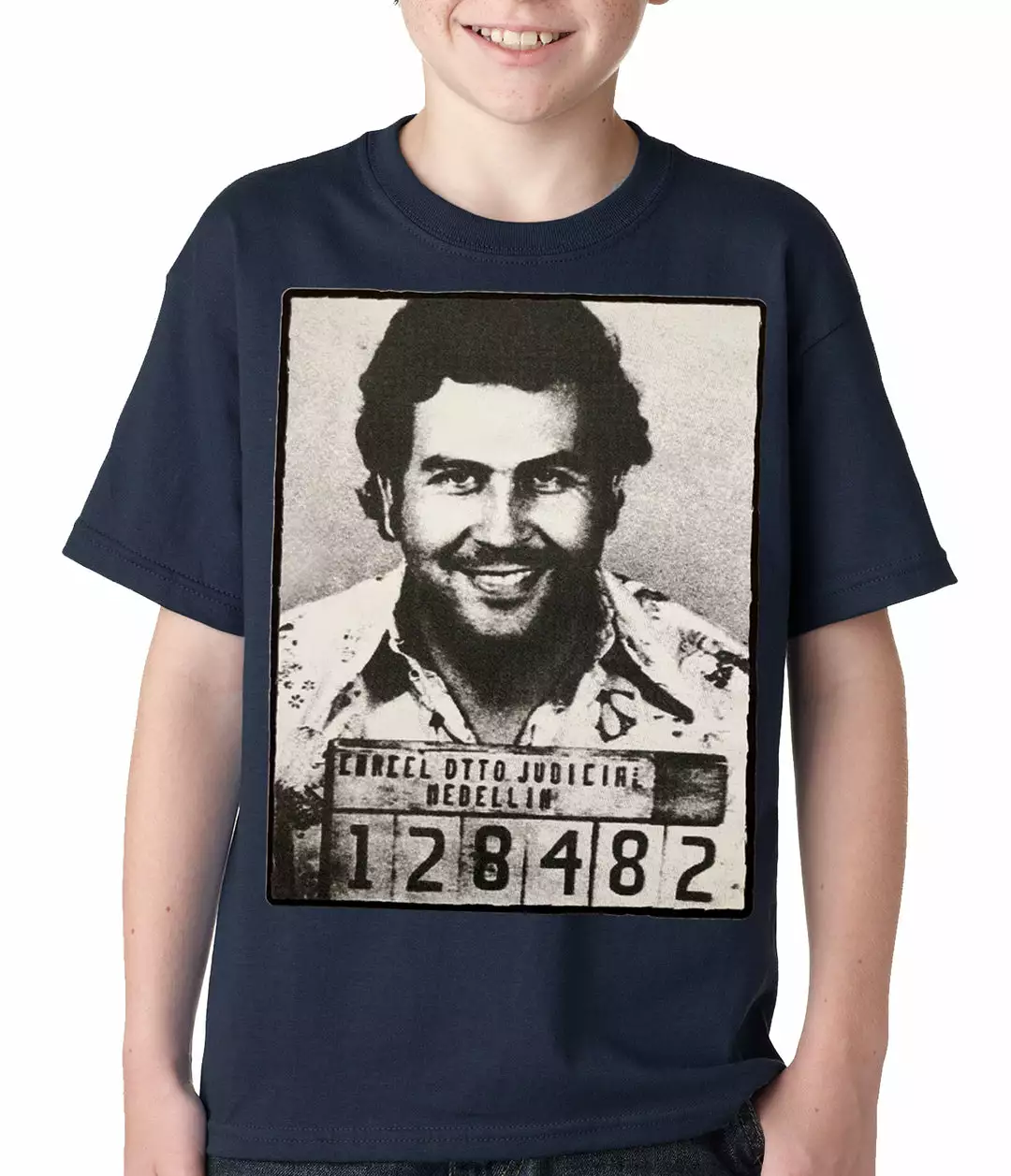 Bewild Cool Funny & Offensive Pablo Escobar Smiling Mug Shot Kids T-shirt 8 Bewild Cool Funny & Offensive Pablo Escobar Smiling Mug Shot Kids T-shirt