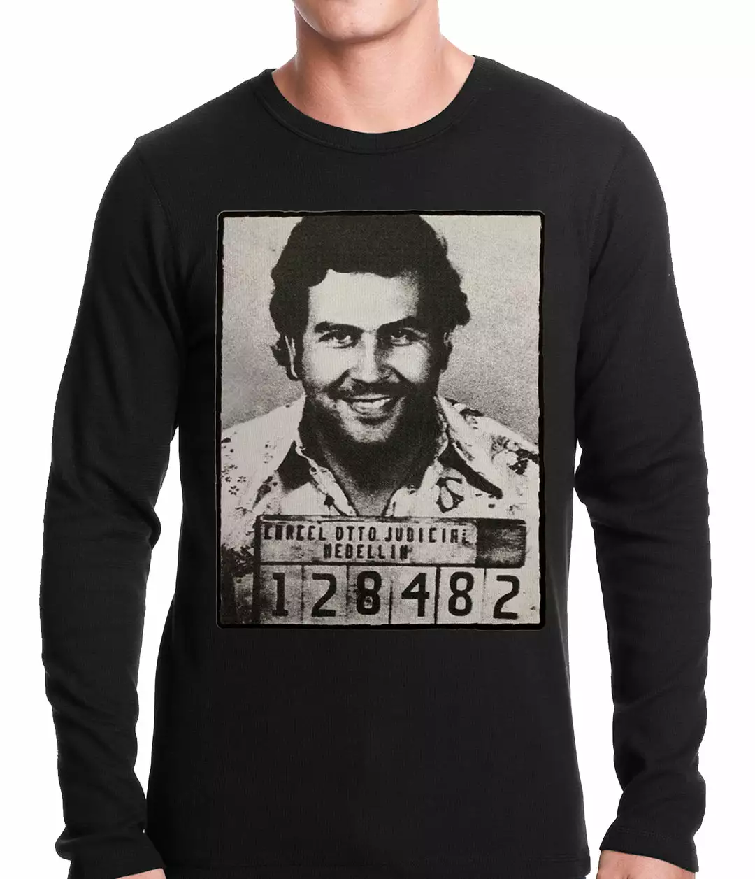 Bewild Pablo Escobar Smiling Mug Shot Thermal Shirt 3 Bewild Pablo Escobar Smiling Mug Shot Thermal Shirt