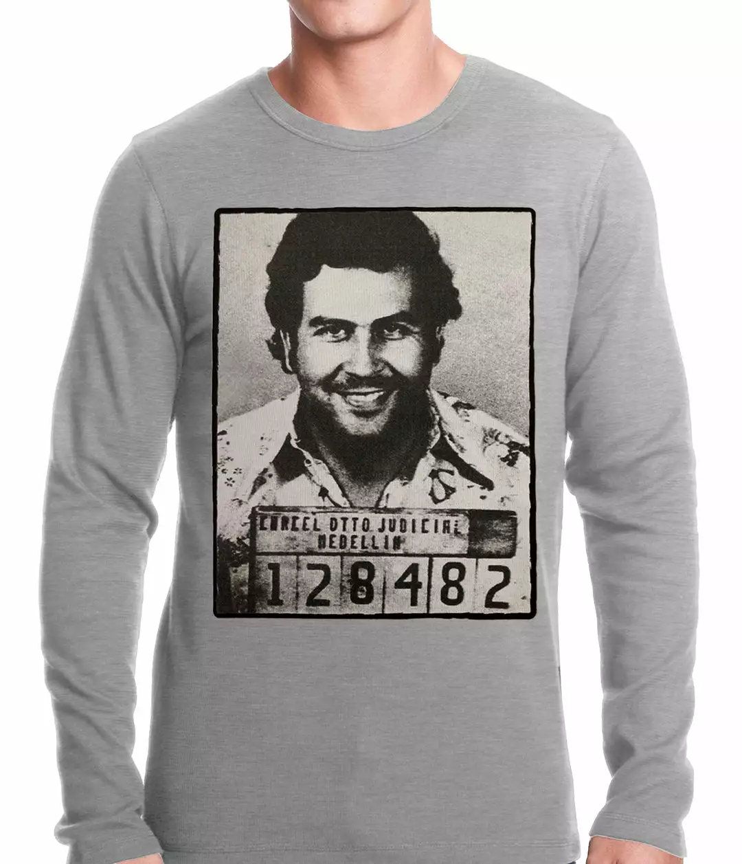 Bewild Pablo Escobar Smiling Mug Shot Thermal Shirt 4 Bewild Pablo Escobar Smiling Mug Shot Thermal Shirt