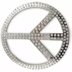 Bewild Peace Sign Rhinestone Belt Buckle With FREE Leather Belt Belt Buckles
