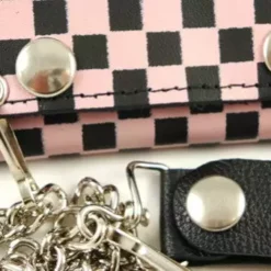 Bewild Wallets & Chains Pink Checkerboard Genuine Leather Chain Wallet 9 Bewild Wallets & Chains Pink Checkerboard Genuine Leather Chain Wallet
