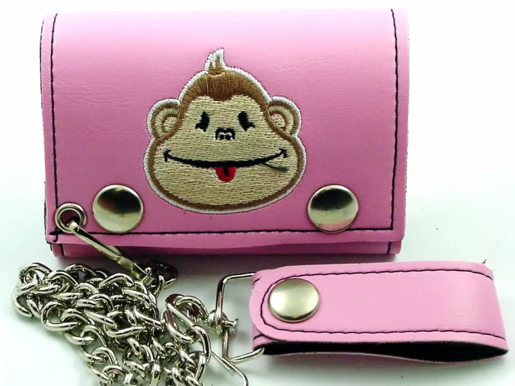 Bewild Pink Monkey Embroidered Chain Wallet 3 Bewild Pink Monkey Embroidered Chain Wallet