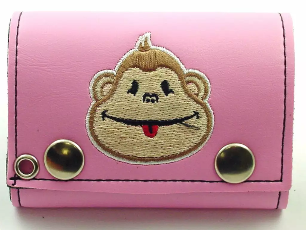 Bewild Pink Monkey Embroidered Chain Wallet 4 Bewild Pink Monkey Embroidered Chain Wallet