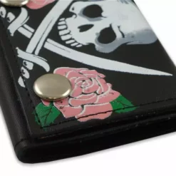 Bewild Pink Rose Jolly Roger Genuine Leather Chain Wallet 9 Bewild Pink Rose Jolly Roger Genuine Leather Chain Wallet