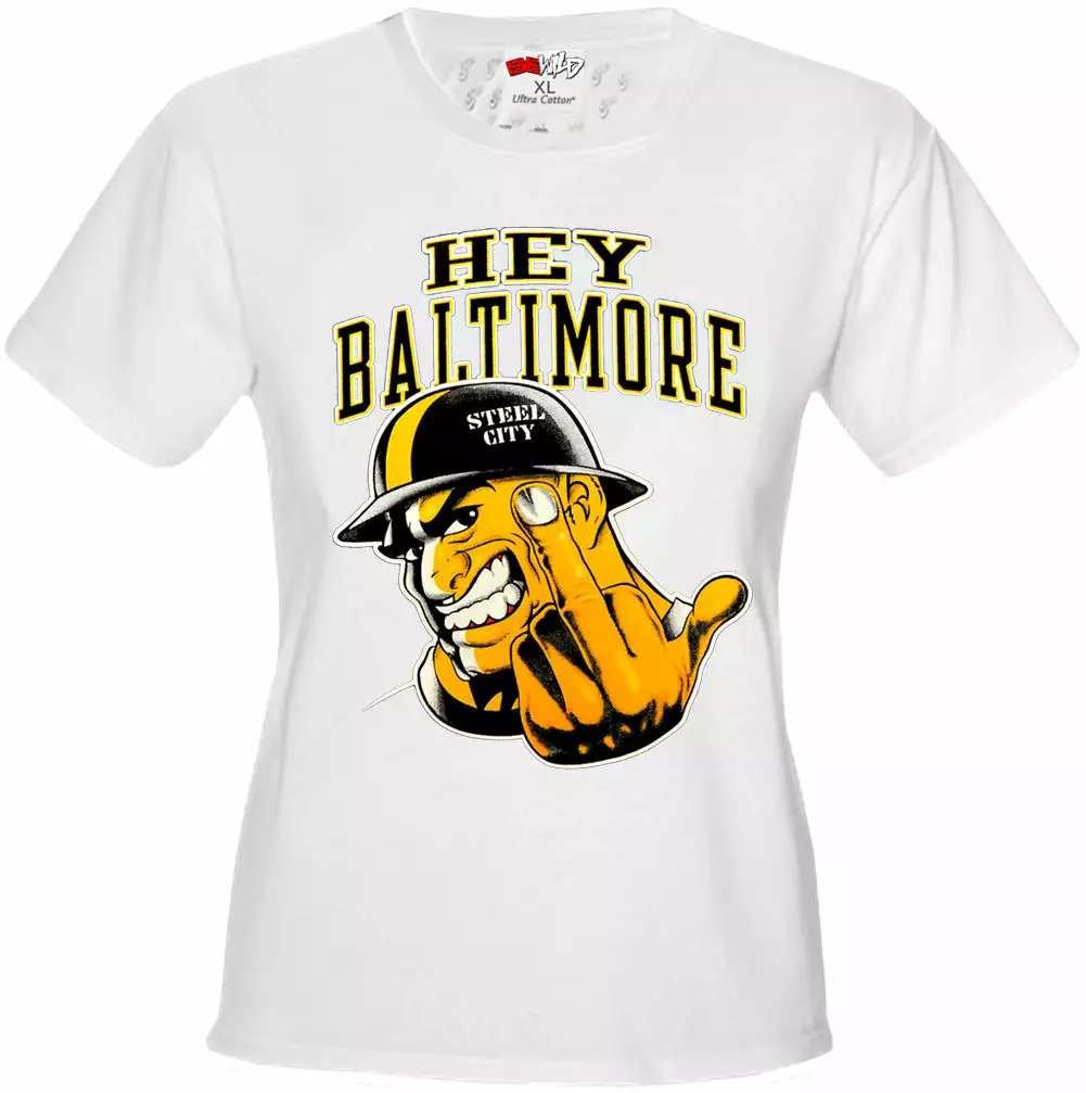Bewild Sport Inspiration Hey Baltimore - Pittsburgh Guy With Middle Finger Girls T-shirt 7 Bewild Sport Inspiration Hey Baltimore - Pittsburgh Guy With Middle Finger Girls T-shirt