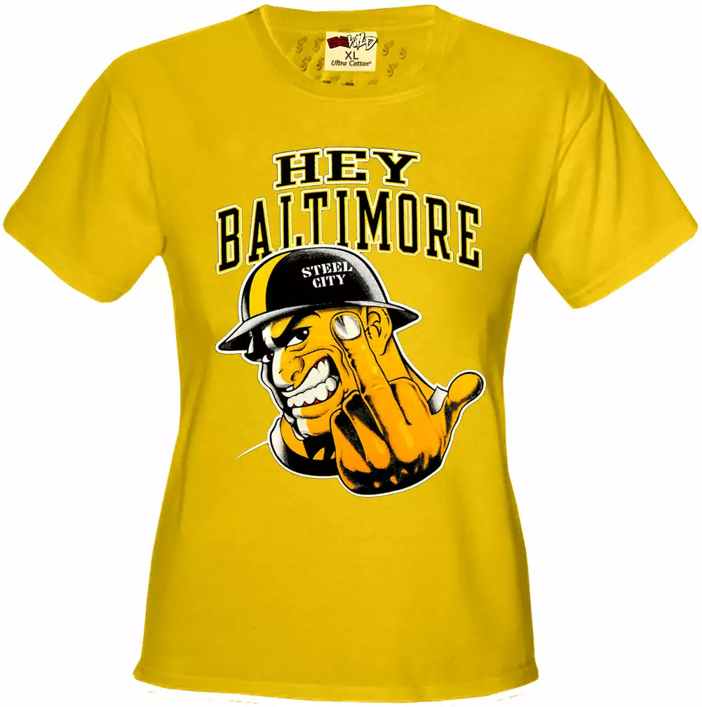 Bewild Sport Inspiration Hey Baltimore - Pittsburgh Guy With Middle Finger Girls T-shirt 8 Bewild Sport Inspiration Hey Baltimore - Pittsburgh Guy With Middle Finger Girls T-shirt