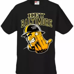 Bewild Sport Inspiration Hey Baltimore - Pittsburgh Guy With Middle Finger Mens T-shirt