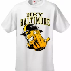 Bewild Sport Inspiration Hey Baltimore - Pittsburgh Guy With Middle Finger Mens T-shirt