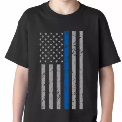 Bewild Police Thin Blue Line American Flag - Support Police Department Kids T-shirt