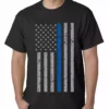 Bewild Police Thin Blue Line American Flag - Support Police Department Mens T-shirt Say It Loud
