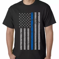 Bewild Police Thin Blue Line American Flag - Support Police Department Mens T-shirt Say It Loud