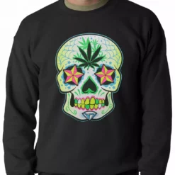 Bewild Pot Leaf Sugar Skull Crewneck