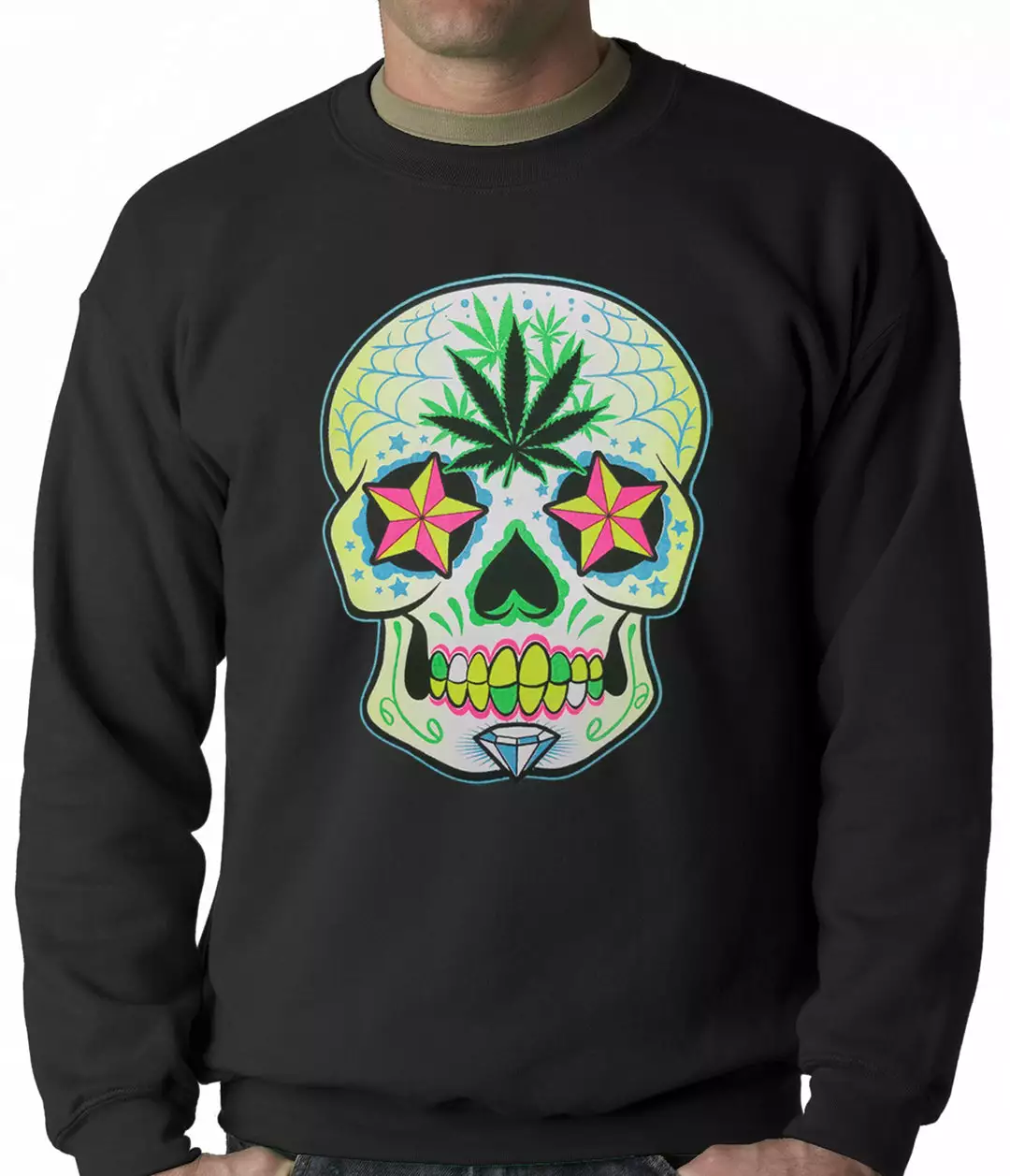 Bewild Pot Leaf Sugar Skull Crewneck 4 Bewild Pot Leaf Sugar Skull Crewneck
