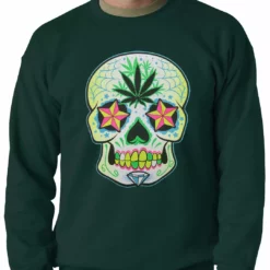 Bewild Pot Leaf Sugar Skull Crewneck 12 Bewild Pot Leaf Sugar Skull Crewneck
