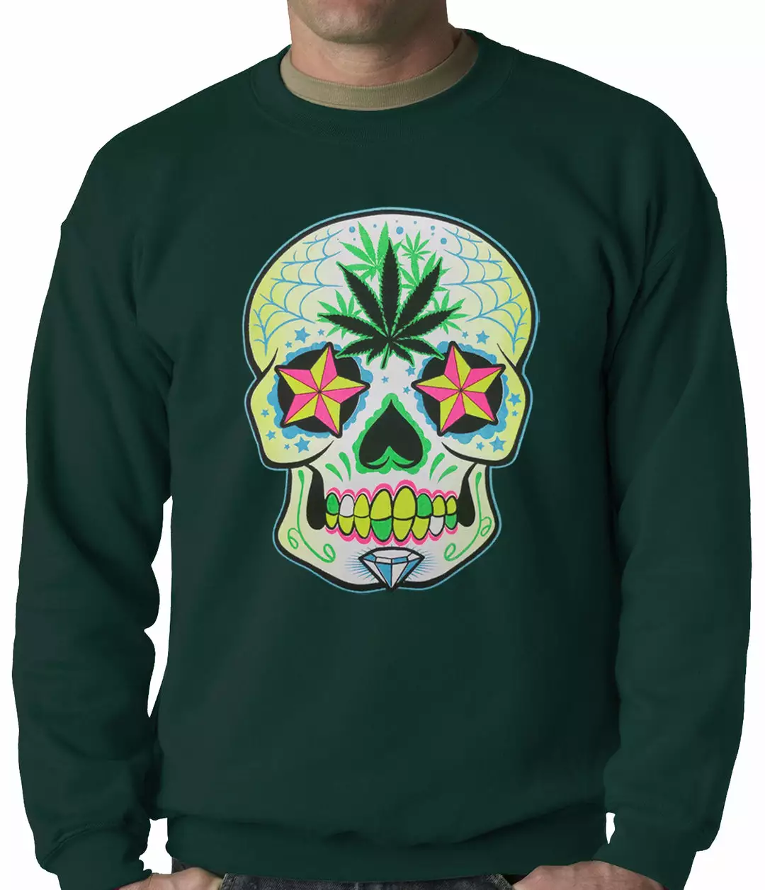 Bewild Pot Leaf Sugar Skull Crewneck 5 Bewild Pot Leaf Sugar Skull Crewneck