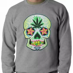 Bewild Pot Leaf Sugar Skull Crewneck 13 Bewild Pot Leaf Sugar Skull Crewneck