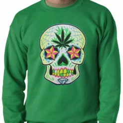 Bewild Pot Leaf Sugar Skull Crewneck 14 Bewild Pot Leaf Sugar Skull Crewneck